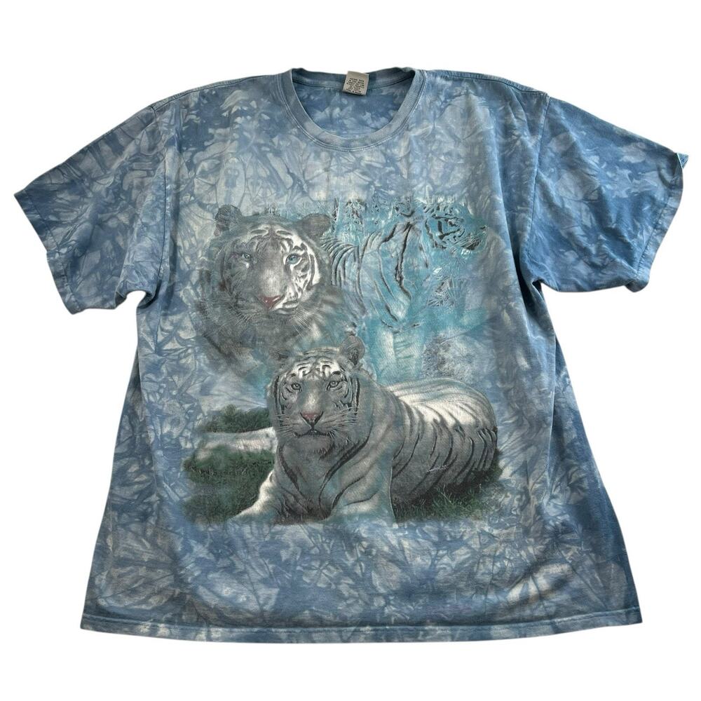 Vintage Back To Earth 2XL White Tiger T-Shirt‎ Men’s Blue Tie Dye Cotton Grunge